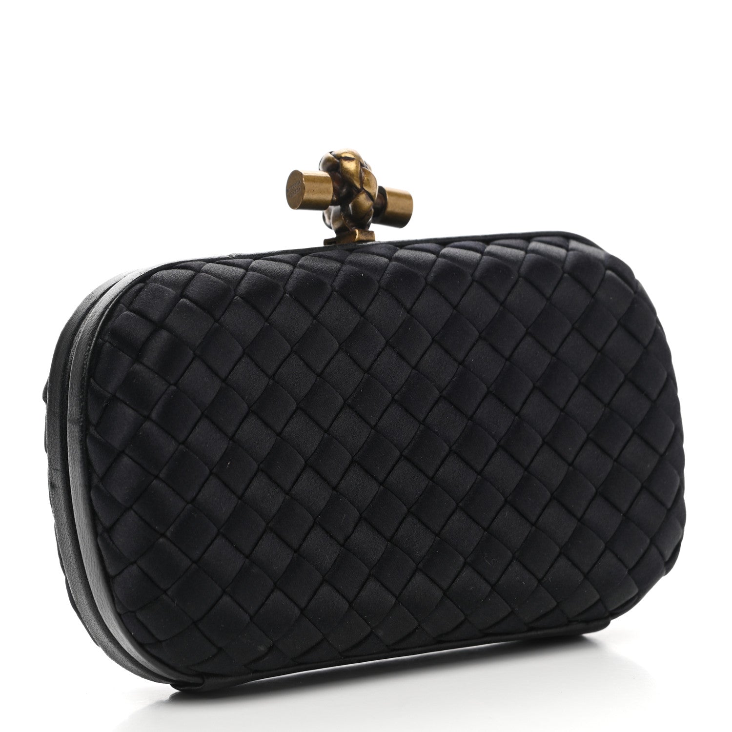 Bottega Veneta Satin Intreccio Impero Knot Clutch Black 2 of 7