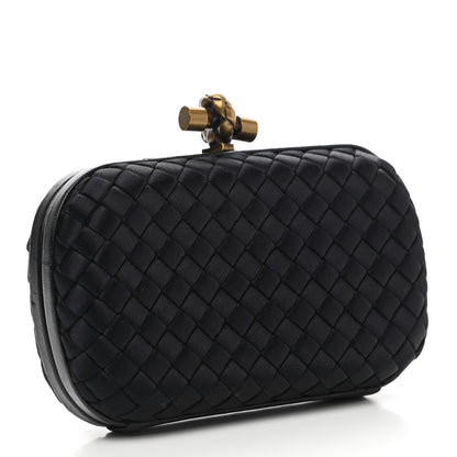 Bottega Veneta Satin Intreccio Impero Knot Clutch Black 2 of 7