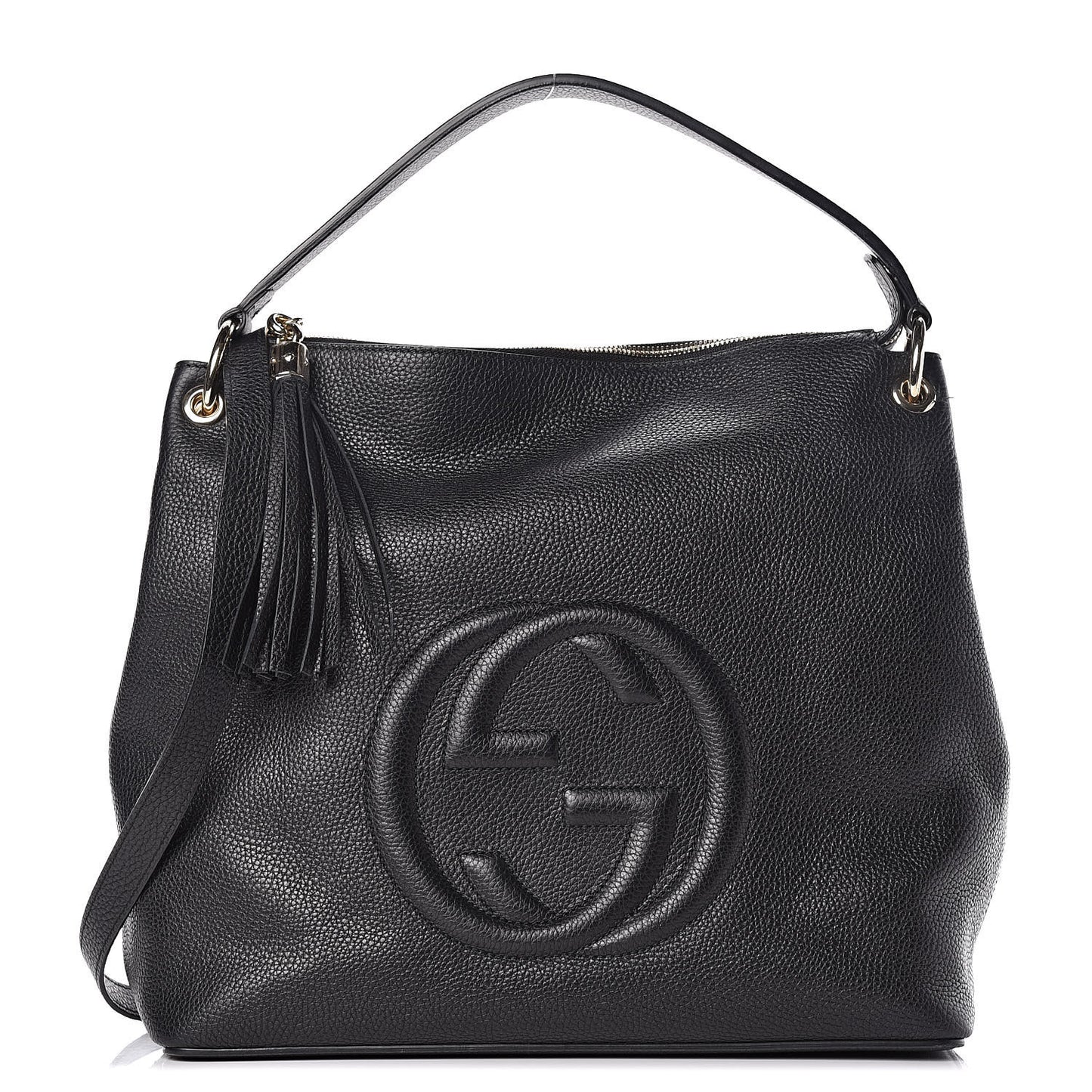 Pebbled Calfskin Large Soho Hobo Black