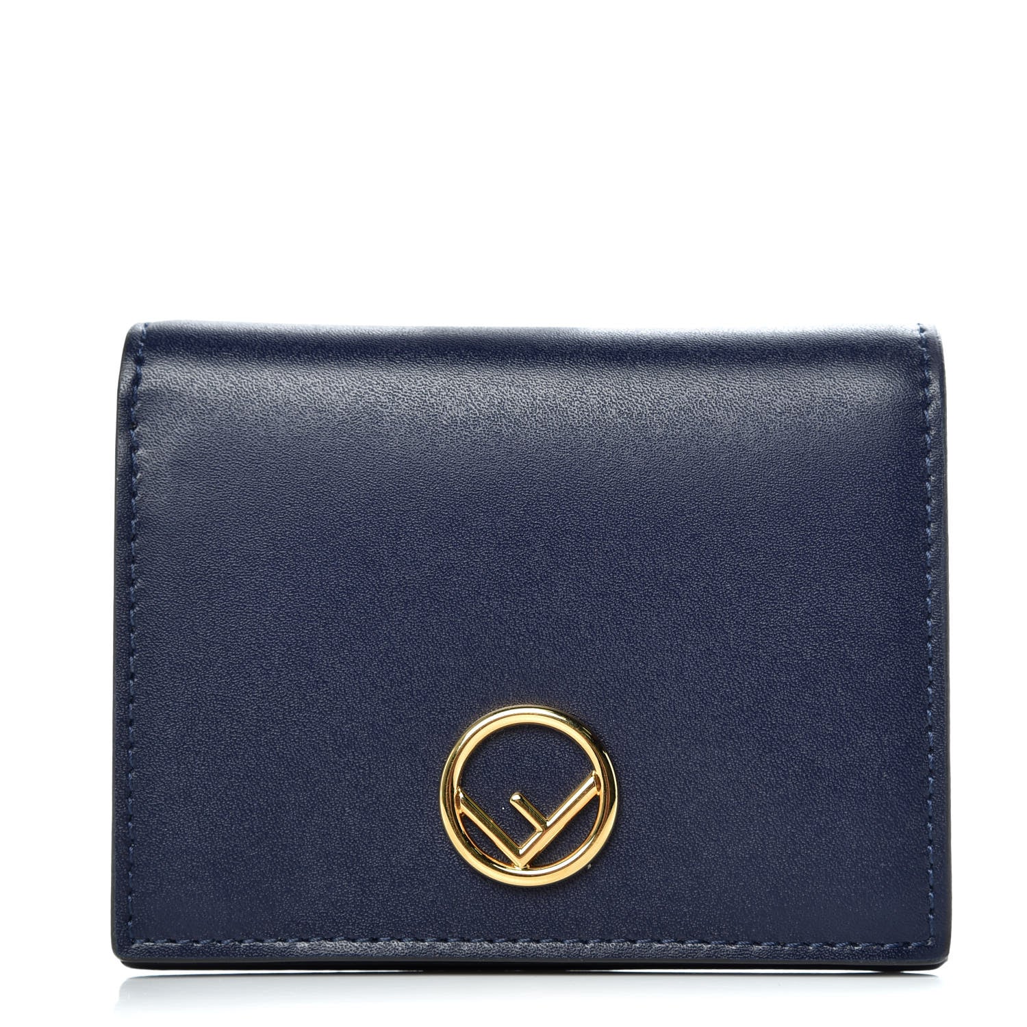 Fendi Vitello Liberty Lucido F is Fendi Compact Bi-Fold Wallet Blueberry 1 of 9