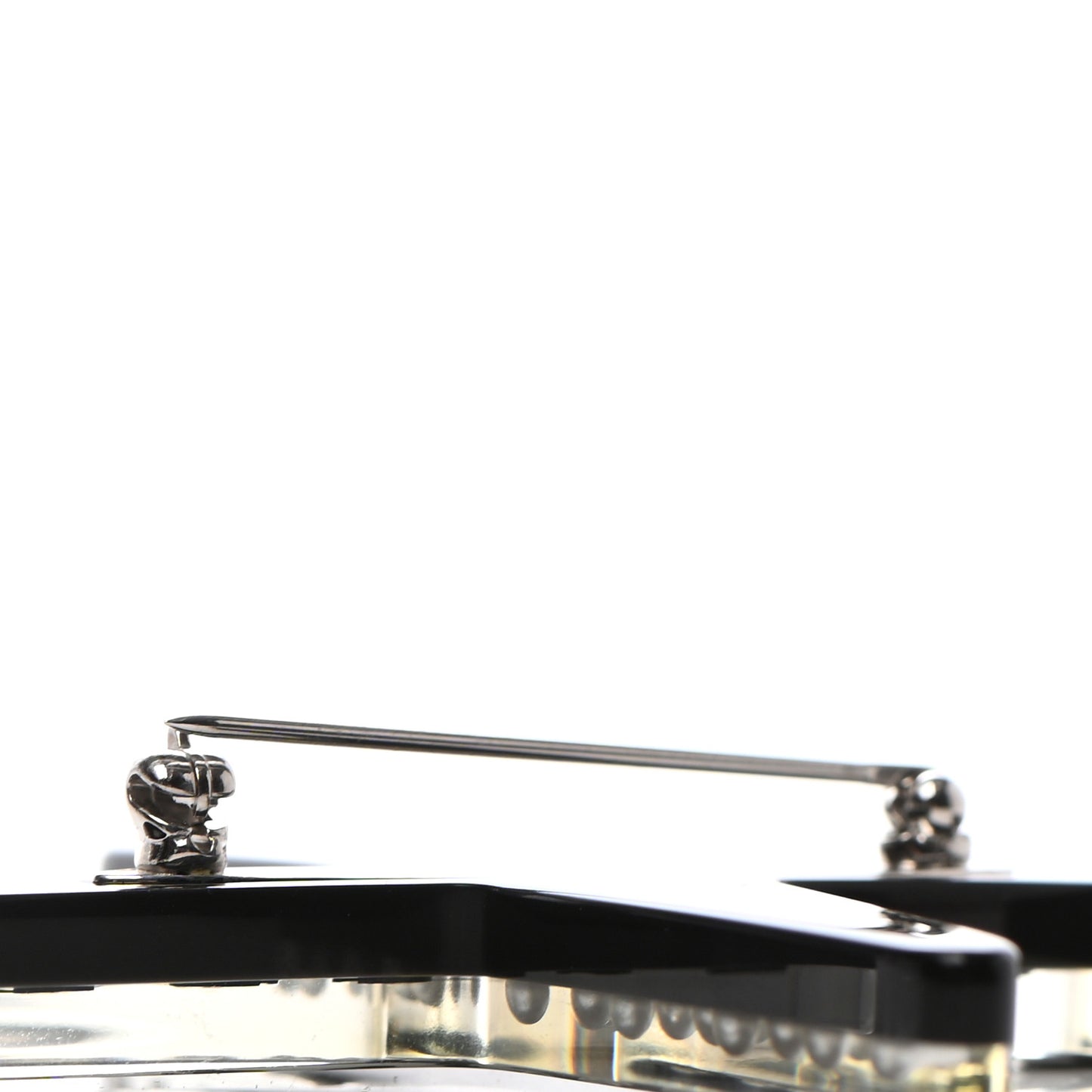 Resin Pearl CC Airplane Brooch Black White