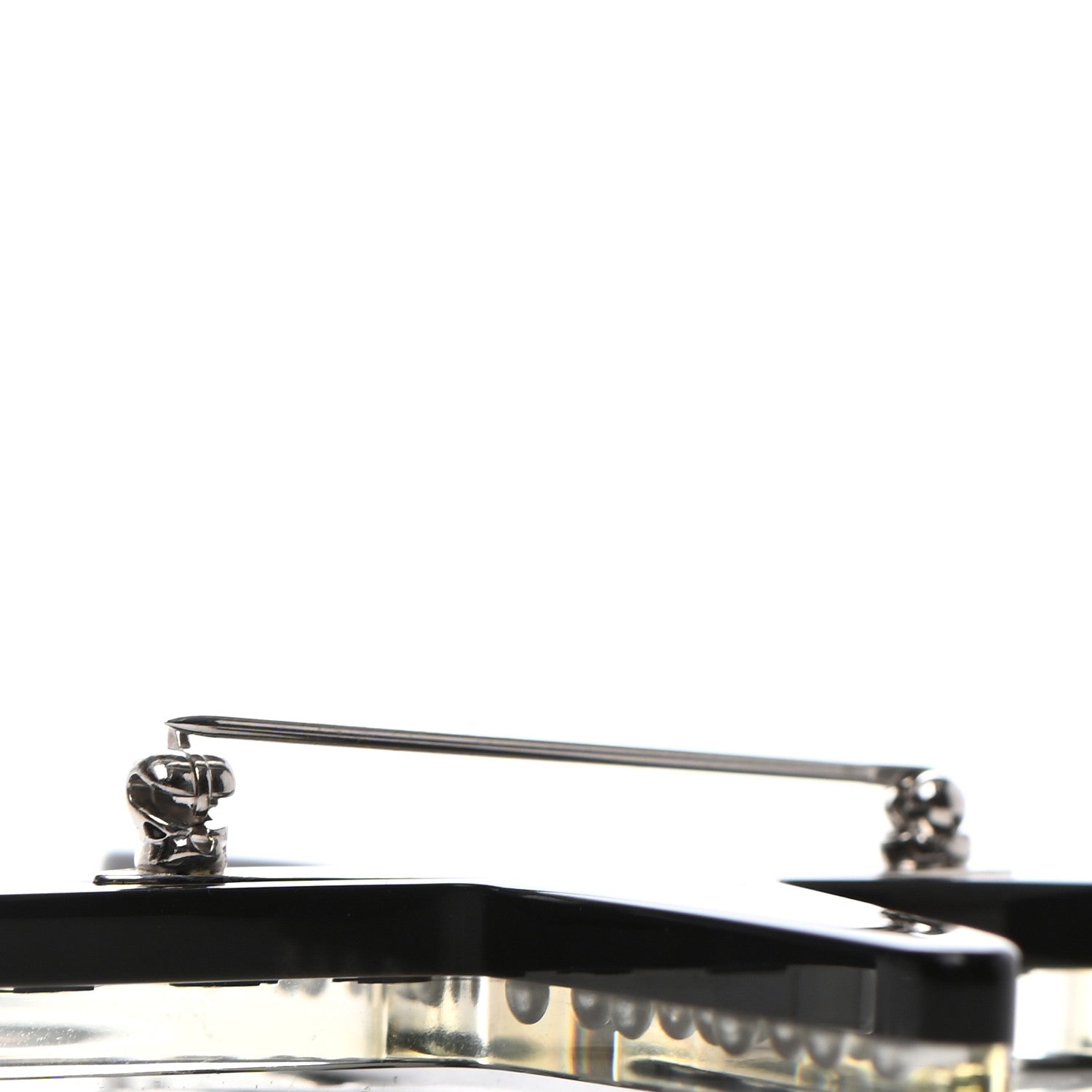 Chanel Resin Pearl CC Airplane Brooch Black White 3 of 4