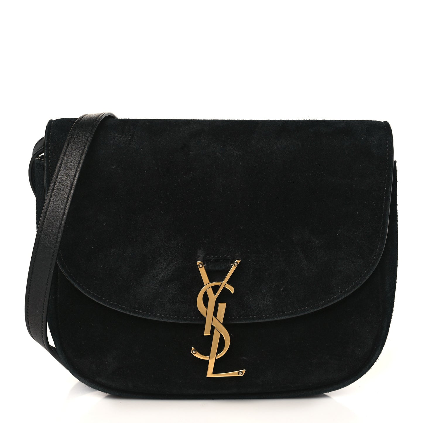 Suede Calfskin Monogram Medium Kaia Satchel Black