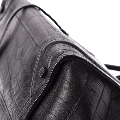 Celine Crocodile Embossed Calfskin Medium Phantom Luggage Black 14 of 18