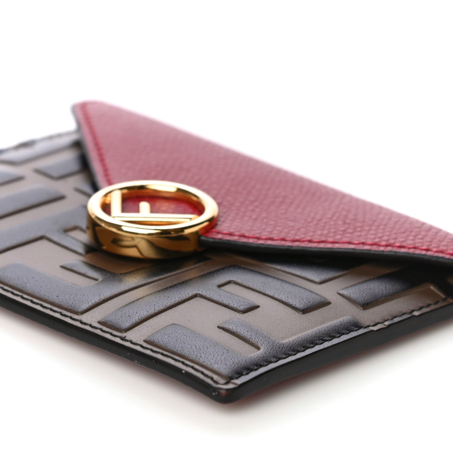 Fendi Vitello Cruise F is Fendi Bi-Color FF 1974 Embossed Small Envelope Pouch Maya Black Ribes 11 of 19