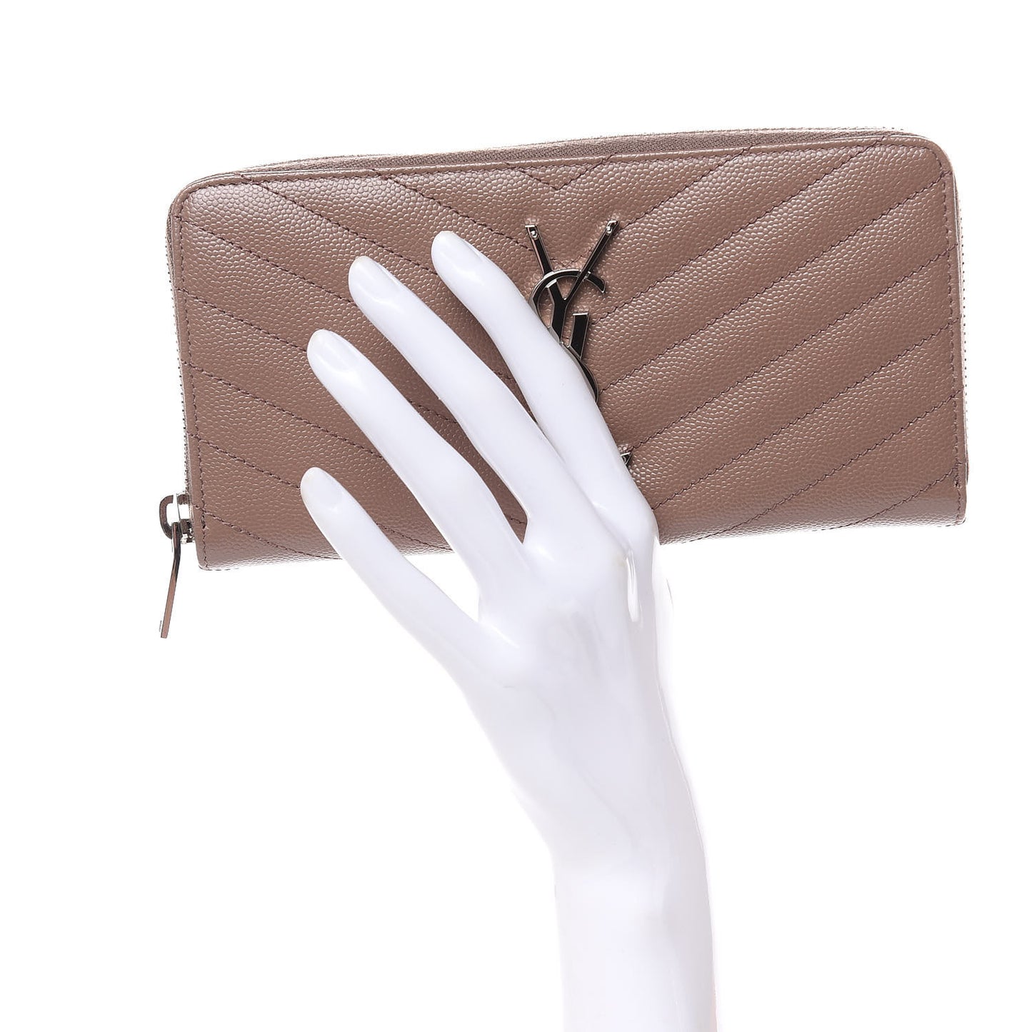 Grain De Poudre Matelasse Chevron Monogram Zip Around Wallet Fard