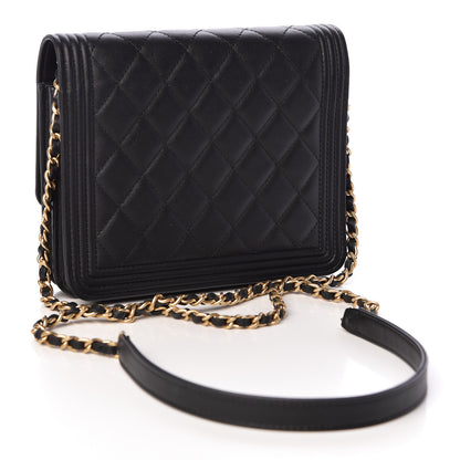 Chanel Calfskin Quilted Boy Square Wallet on Chain WOC Black 3 of 12