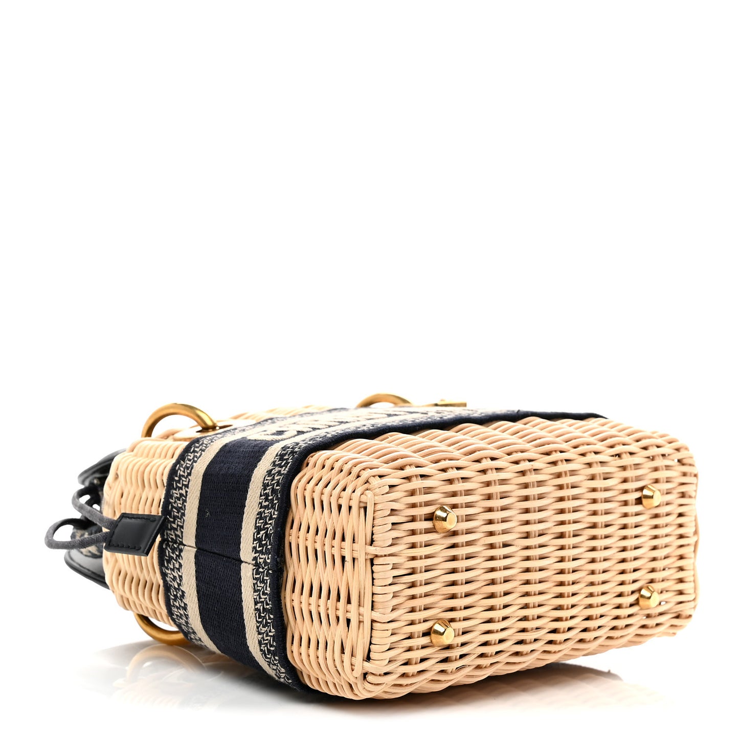 Wicker Oblique Mini Lady Dior Bag Blue