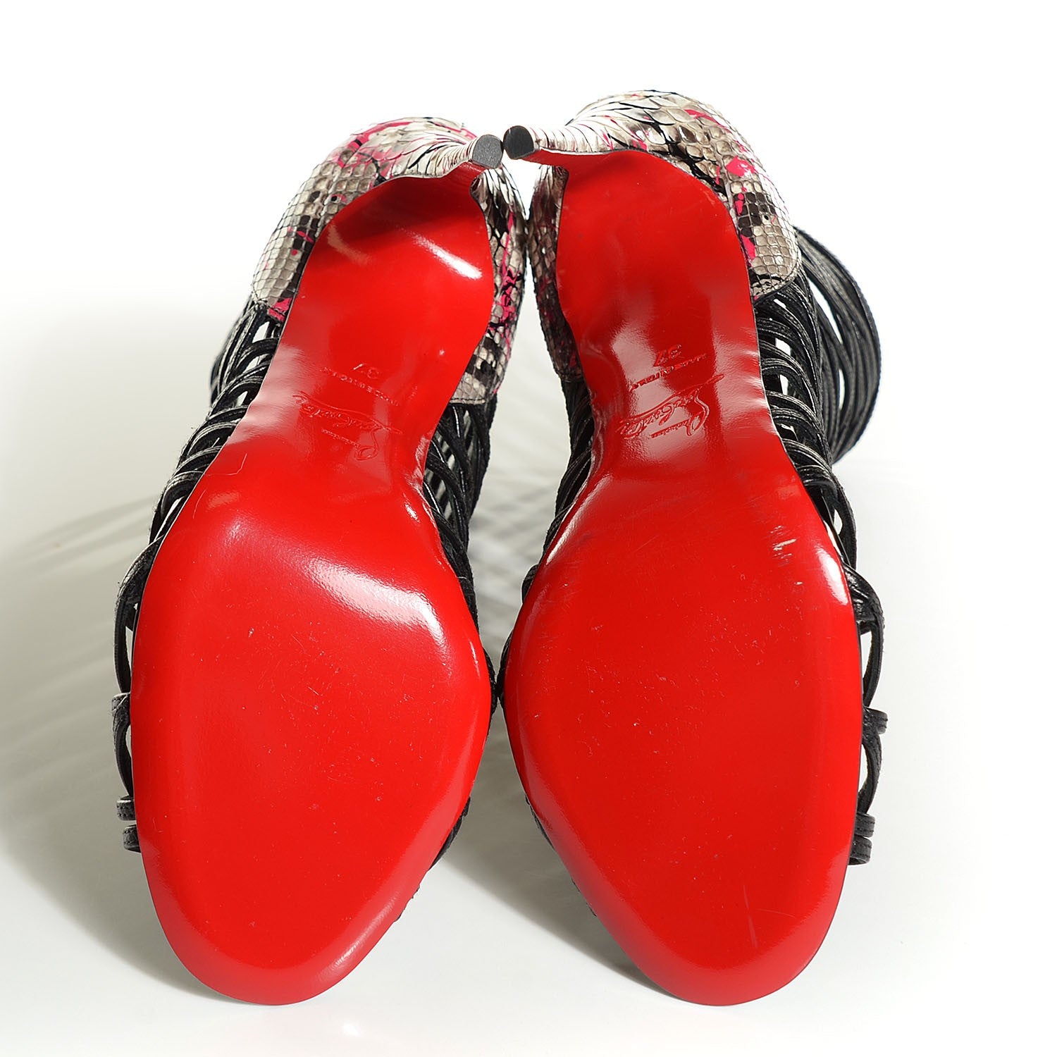 Christian Louboutin Kid Python Mille Cinque 100 Ankle Boots 37 Black 5 of 7