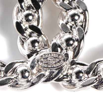 Chanel CC Pearl Brooch Pin Silver 4 of 5