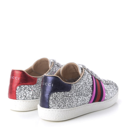 Gucci Glitter Web Womens Ace Sneakers 37 Silver 4 of 10
