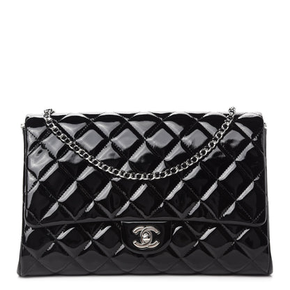 Chanel Patent Quilted Clutch with Chain Flap Black 1 of 11