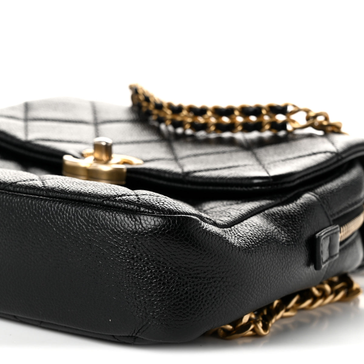 Chanel Shiny Caviar Quilted Chain Melody Backpack Black 10 of 10