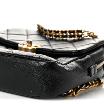 Chanel Shiny Caviar Quilted Chain Melody Backpack Black 10 of 10