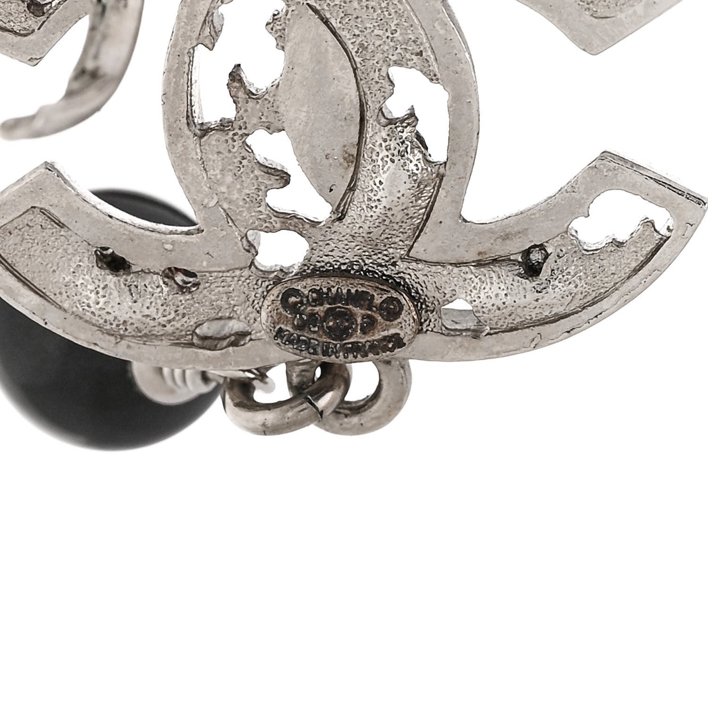 Ruthenium Bead CC Drop Earrings Black