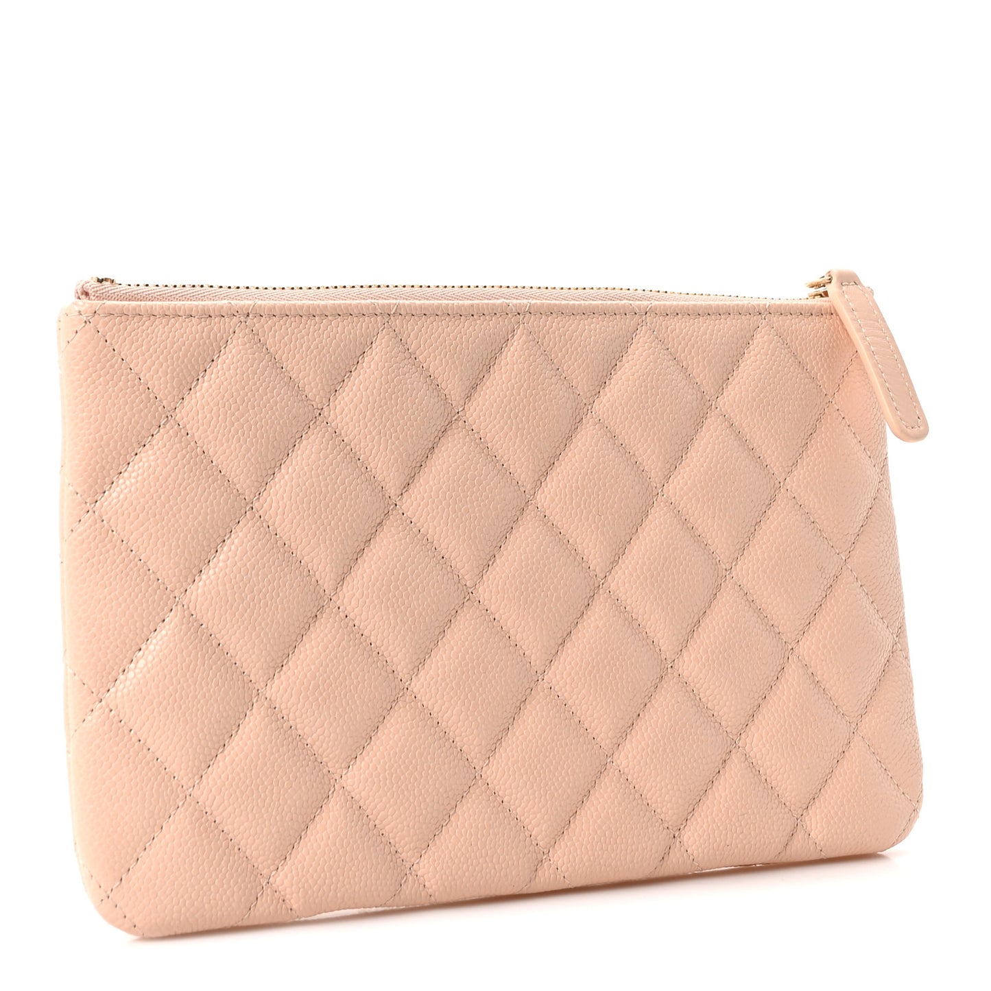 Caviar Quilted Small Zipped Pouch Light Beige