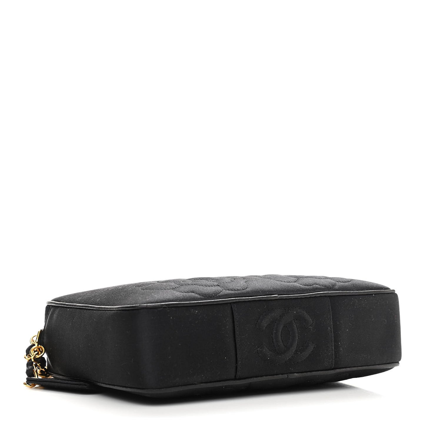 Satin Quilted Camellia Camera Case Black