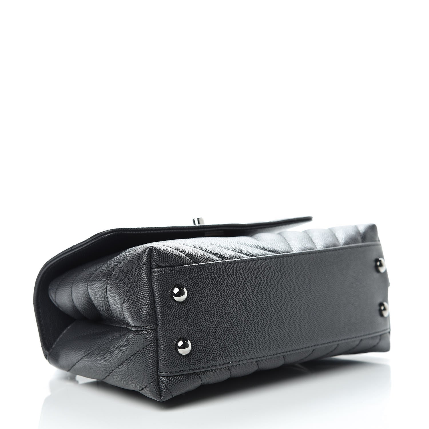 Chanel Caviar Chevron Quilted Mini Coco Handle Flap Dark Grey 4 of 10