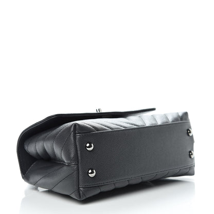 Chanel Caviar Chevron Quilted Mini Coco Handle Flap Dark Grey 4 of 10