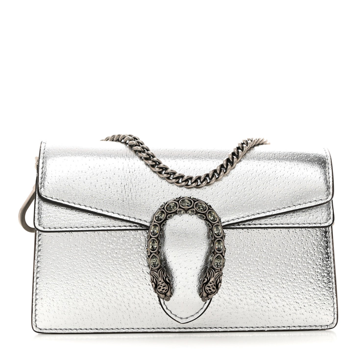 Metallic Calfskin Super Mini Dionysus Shoulder Bag Silver