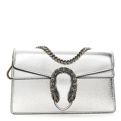 Gucci Metallic Calfskin Super Mini Dionysus Shoulder Bag Silver 1 of 10