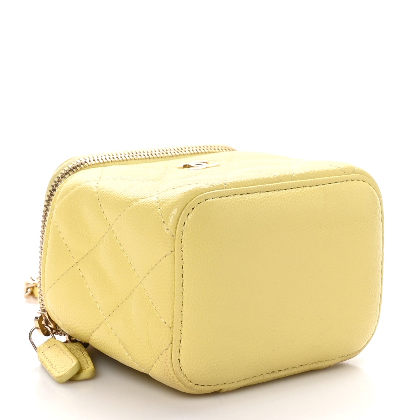 Caviar Quilted Mini Vanity Case With Chain Yellow