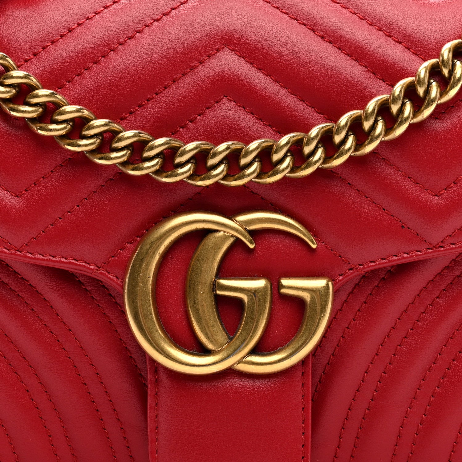 Gucci Calfskin Matelasse Small GG Marmont Shoulder Bag Hibiscus Red 7 of 9