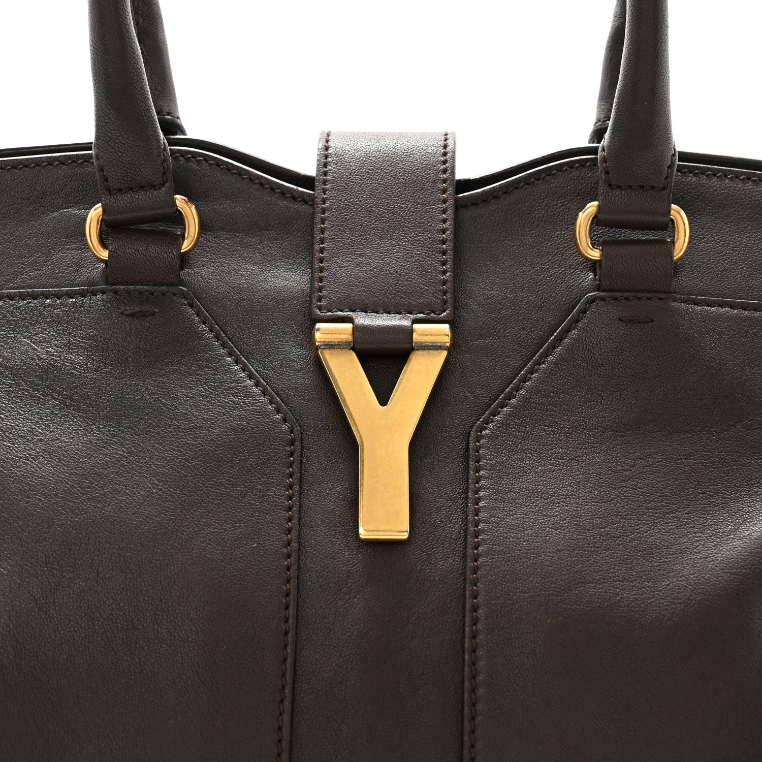 Saint Laurent Calfskin Medium Cabas ChYc Dark Brown 8 of 13