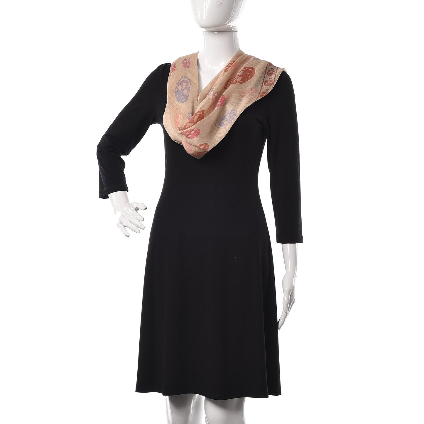 Silk Chiffon Skull Scarf Beige Pink