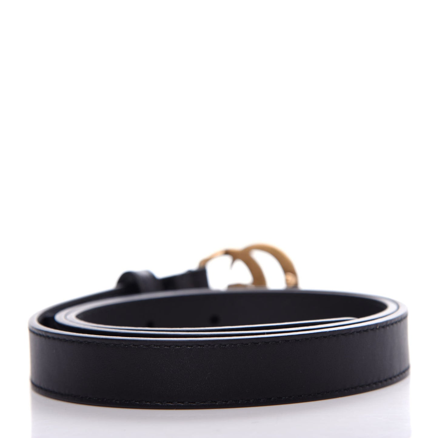Moon Calfskin Pearl Double G 20mm Belt 80 32 Black Cream