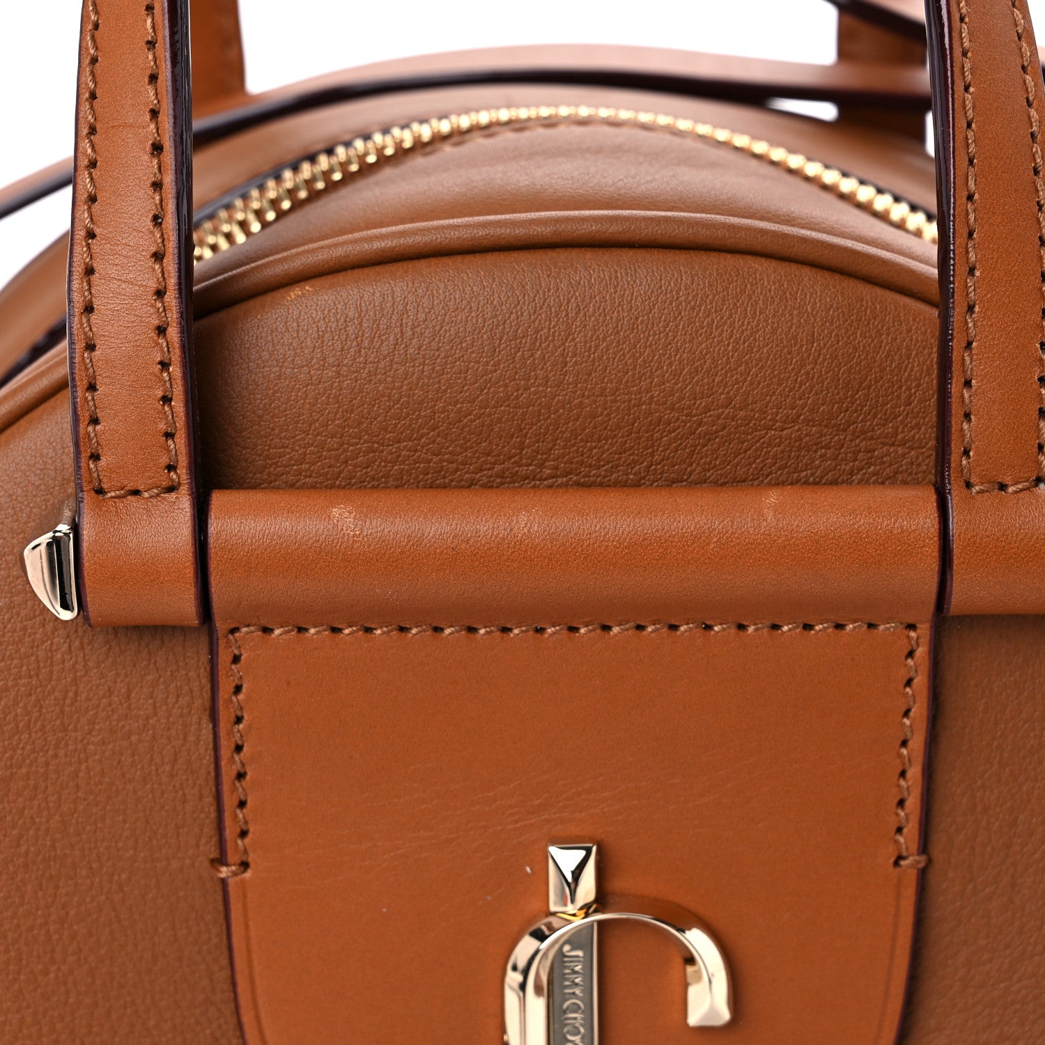 Jimmy Choo Calfskin Small Varenne Bowling Bag Brown 10 of 14