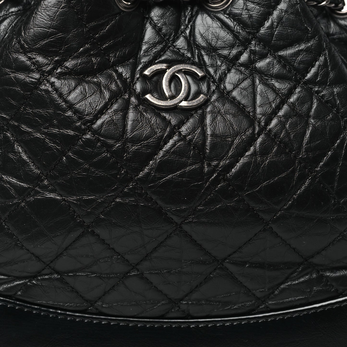 Aged Calfskin Quilted Small Gabrielle Backpack Black