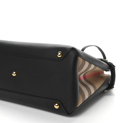 Burberry Grainy Calfskin House Check Medium Banner Tote Black 9 of 9