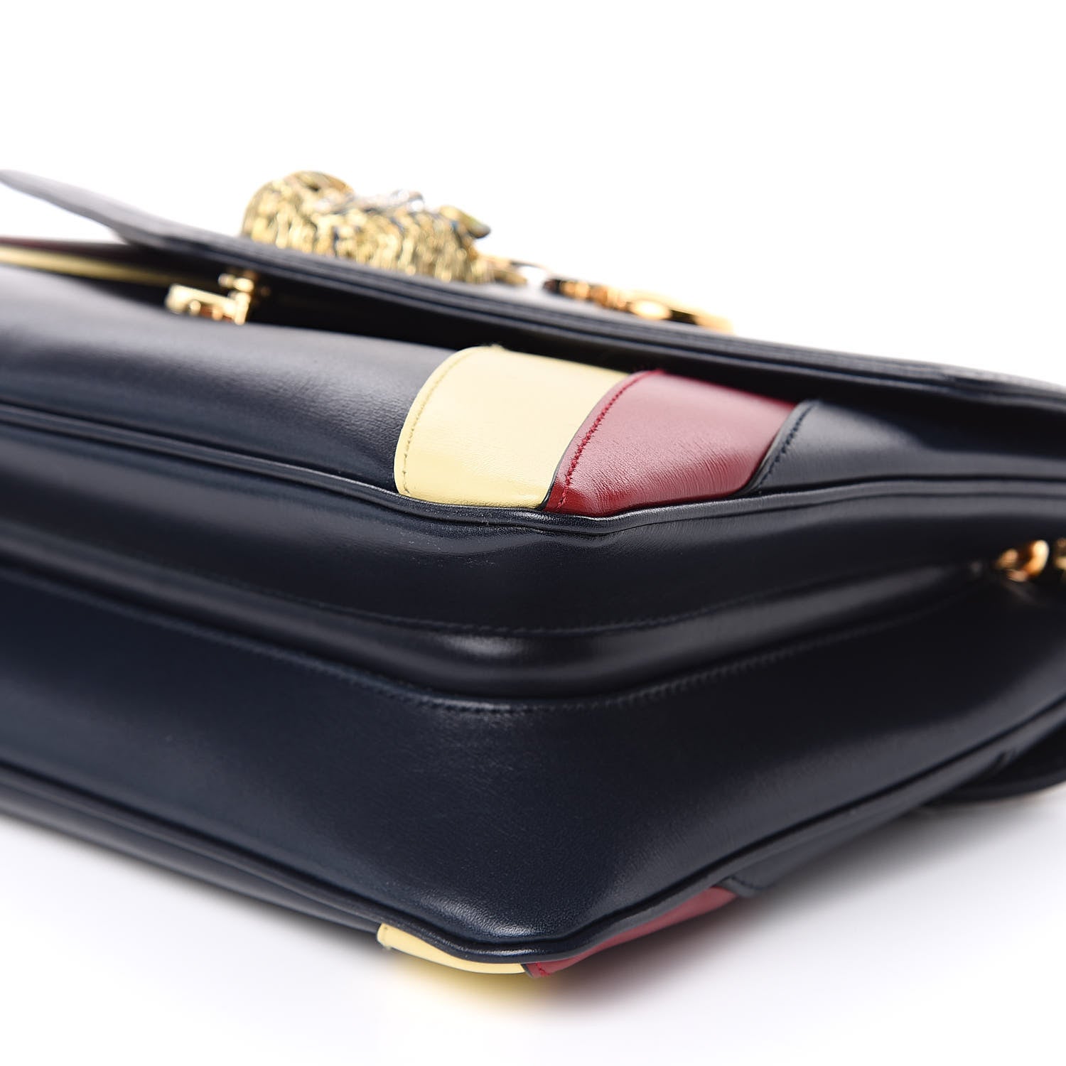 Gucci Vitello Palmellato Lux Crystal Medium Rajah Shoulder Bag Blue Romantic Cerise Butter Multicolor 9 of 10