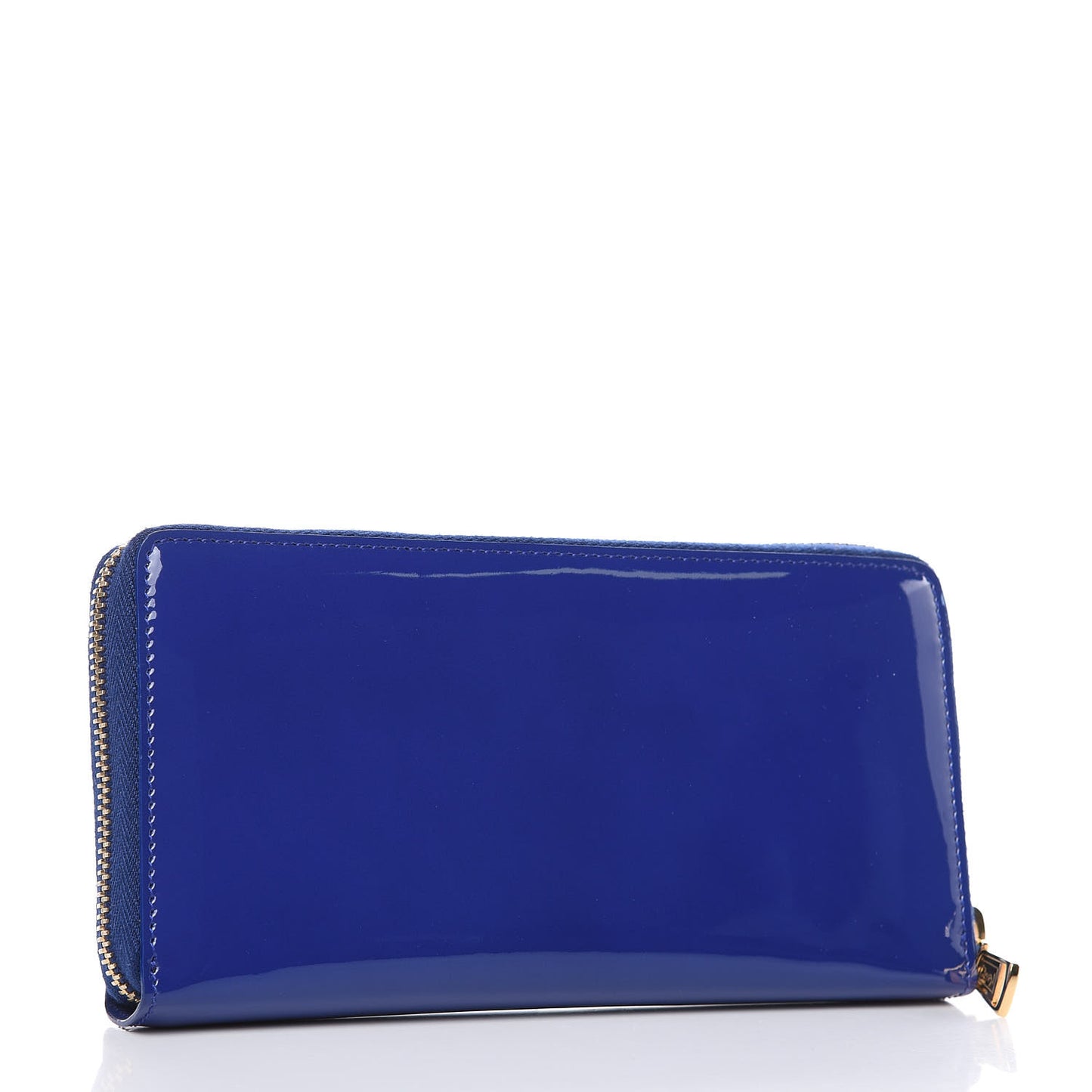 Patent Calfskin Belle De Jour Zip Around Wallet Royal Blue