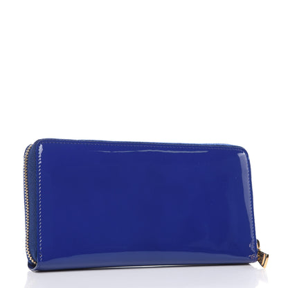 Saint Laurent Patent Calfskin Belle De Jour Zip Around Wallet Royal Blue 3 of 7
