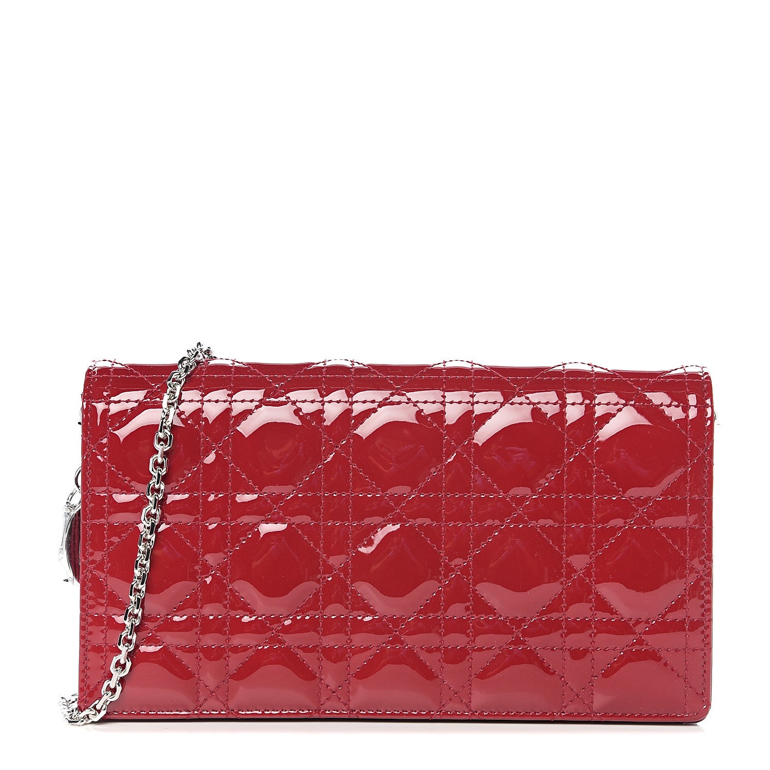 Christian Dior Patent Cannage Lady Dior Clutch Red 1 of 10