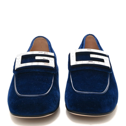 Gucci Velvet Crystal Square G Madelyn Loafers 36 Cobalt Blue 2 of 10