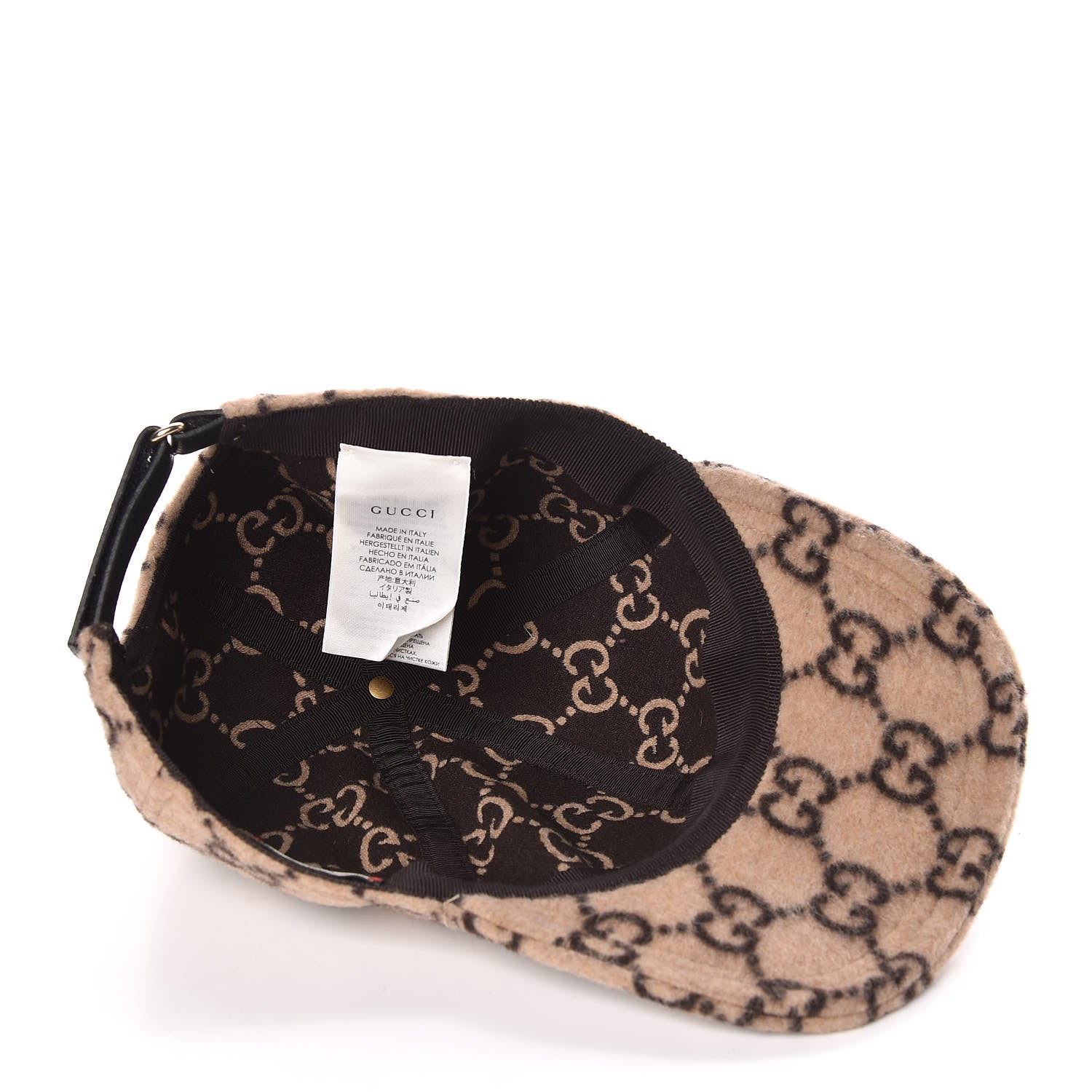 Gucci Covered Wool GG Monogram Baseball Hat XL Beige Ebony 4 of 7