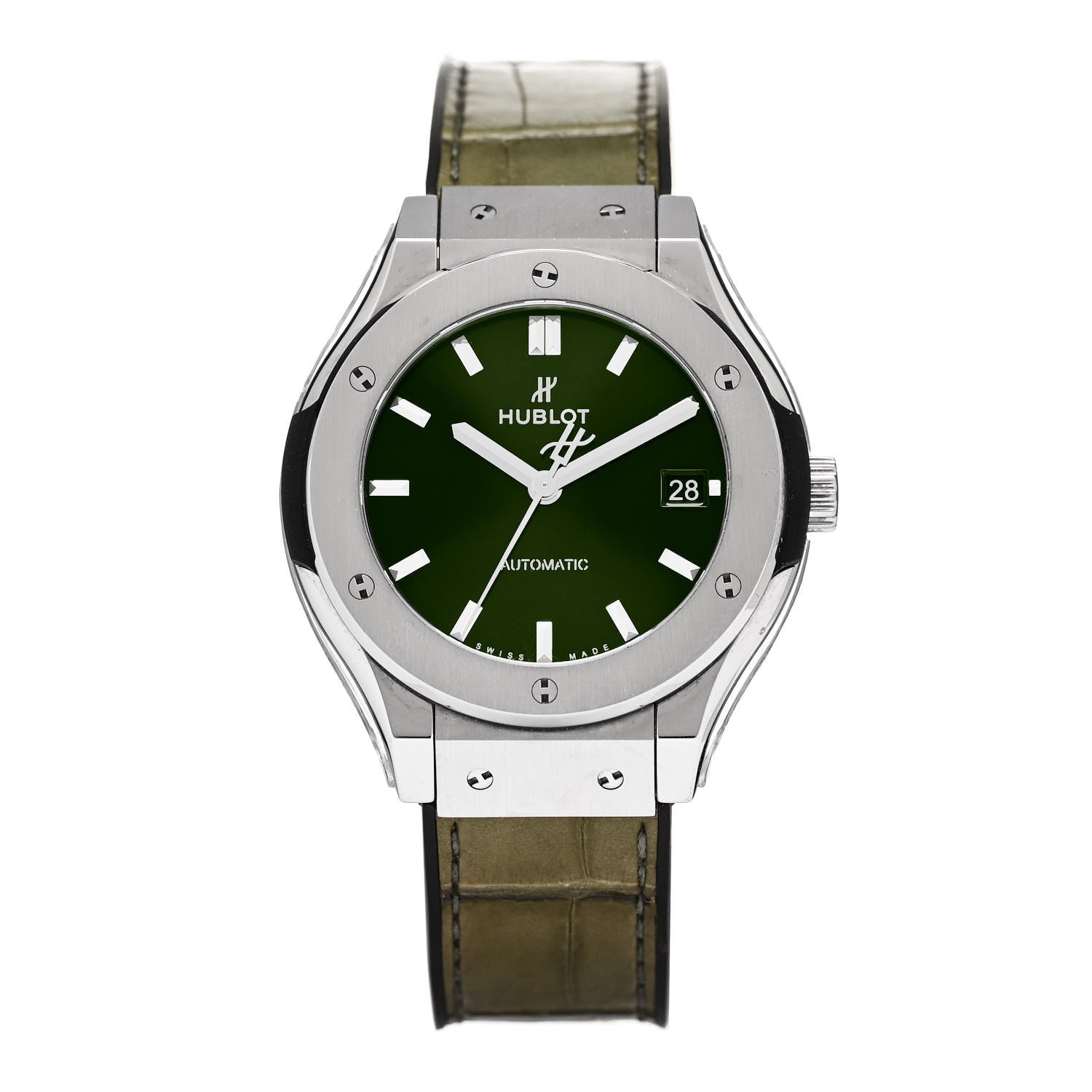 Hublot Titanium Alligator 38mm Classic Fusion Automatic Watch Green 565.NX.8970.LR 1 of 5