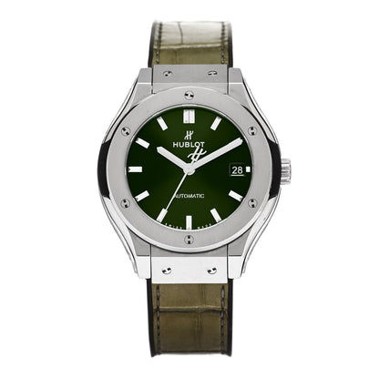 Hublot Titanium Alligator 38mm Classic Fusion Automatic Watch Green 565.NX.8970.LR 1 of 5
