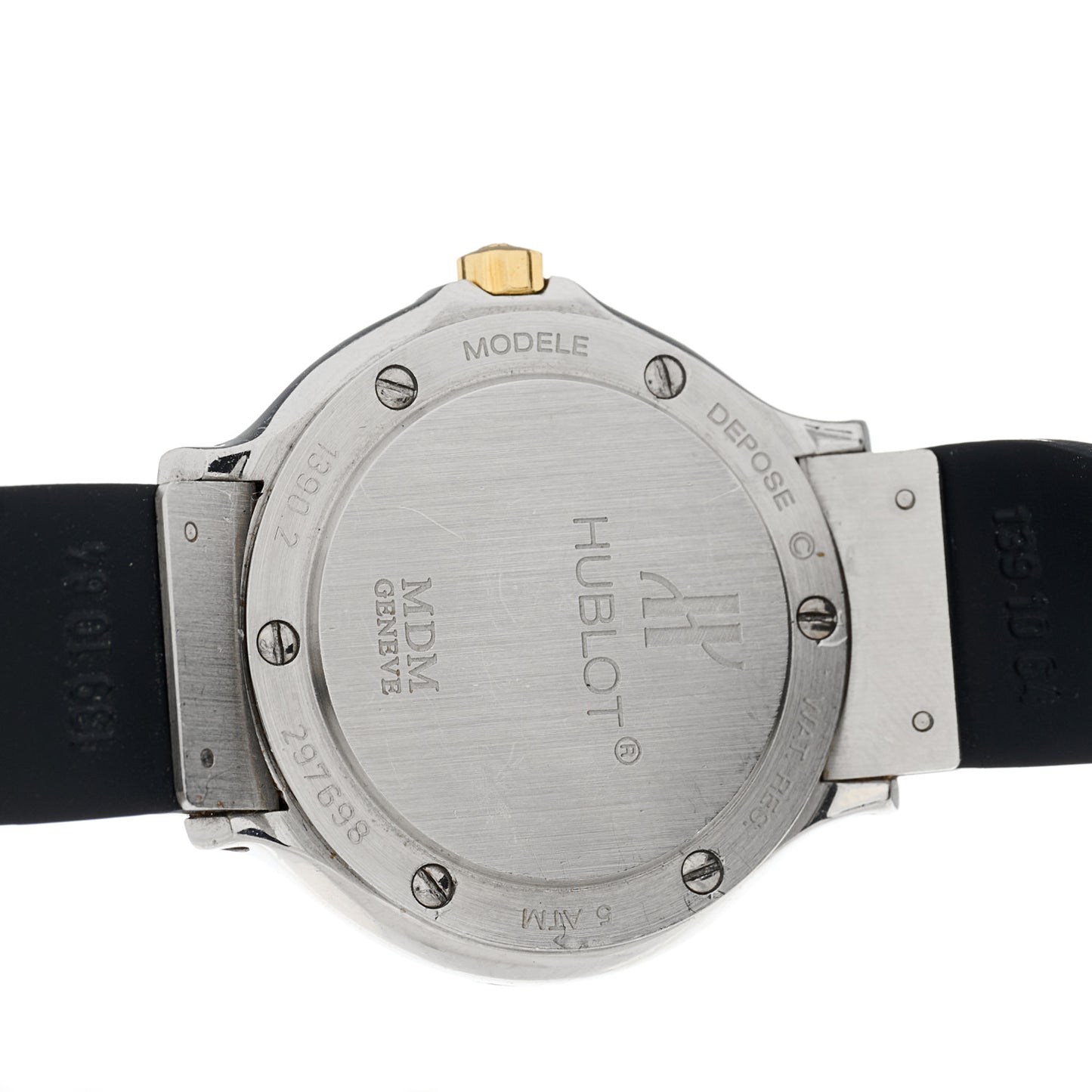 Stainless Steel 18K Yellow Gold Rubber 28mm MDM Automatic Watch Black 1390.2
