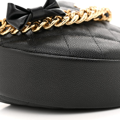 Chanel Shiny Caviar Quilted Bow Pouch Hobo Black 9 of 11