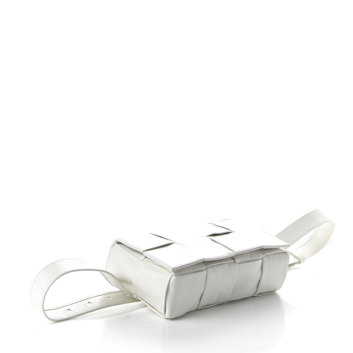 Paper Calfskin Intrecciato Cassette Belt Bag White