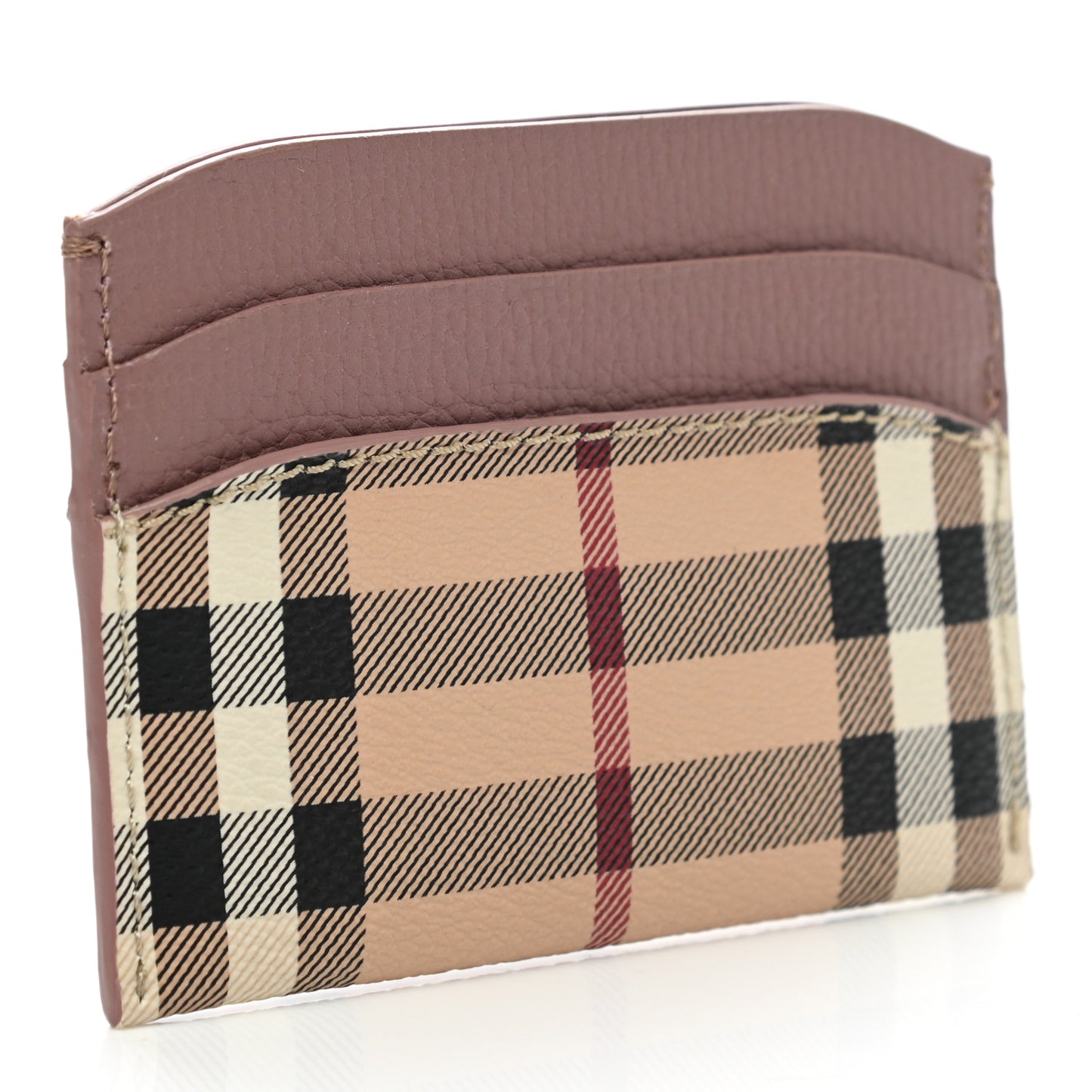 Soft Grain Calfskin Haymarket Check Izzy Card Case Light Elder Berry