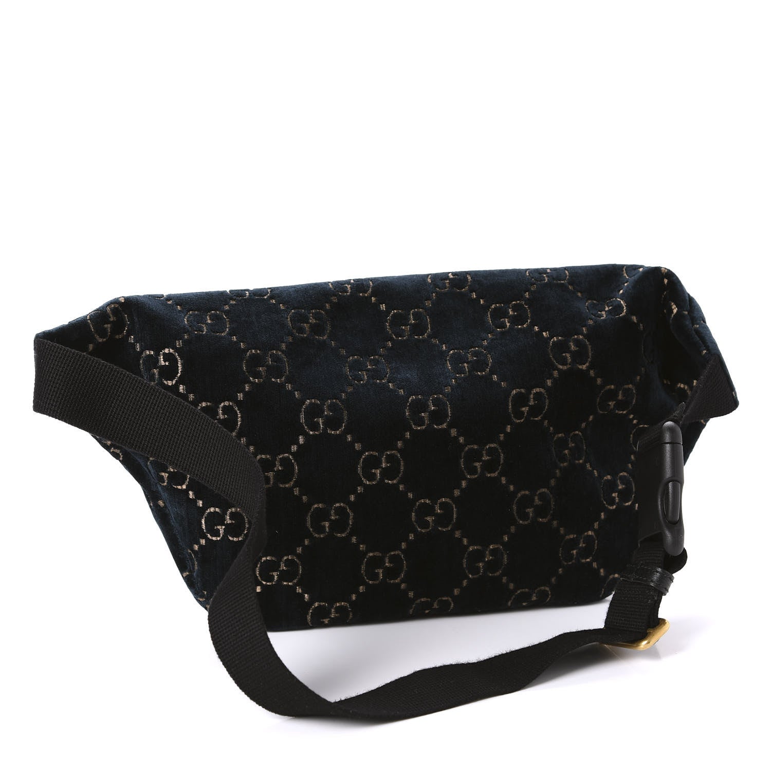Gucci Velvet GG Monogram Web Belt Bag Blue Beige 3 of 10