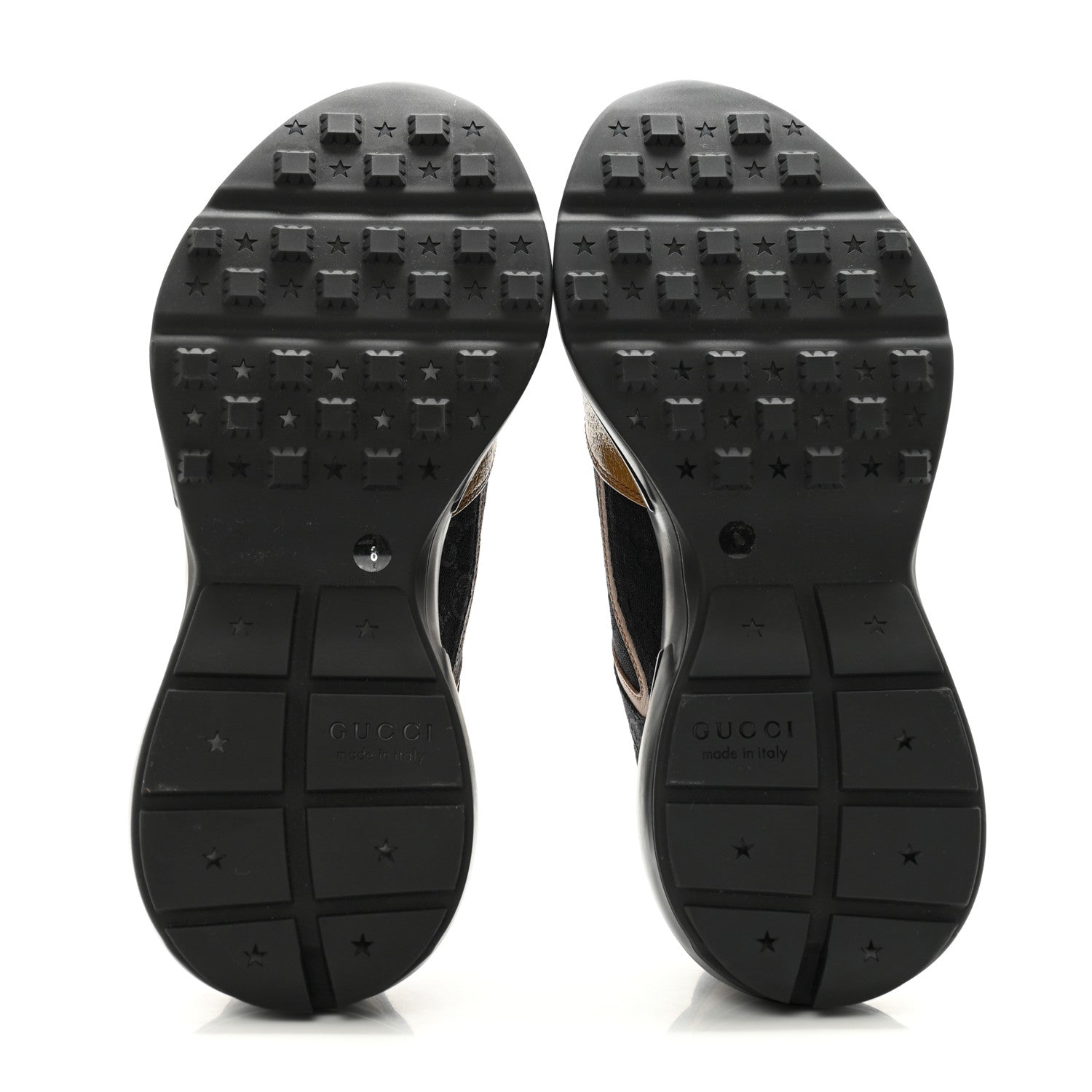 Gucci Monogram Textured Dollar Calfskin Mens Rhyton Sneakers 8 Black Khaki Beige 6 of 12