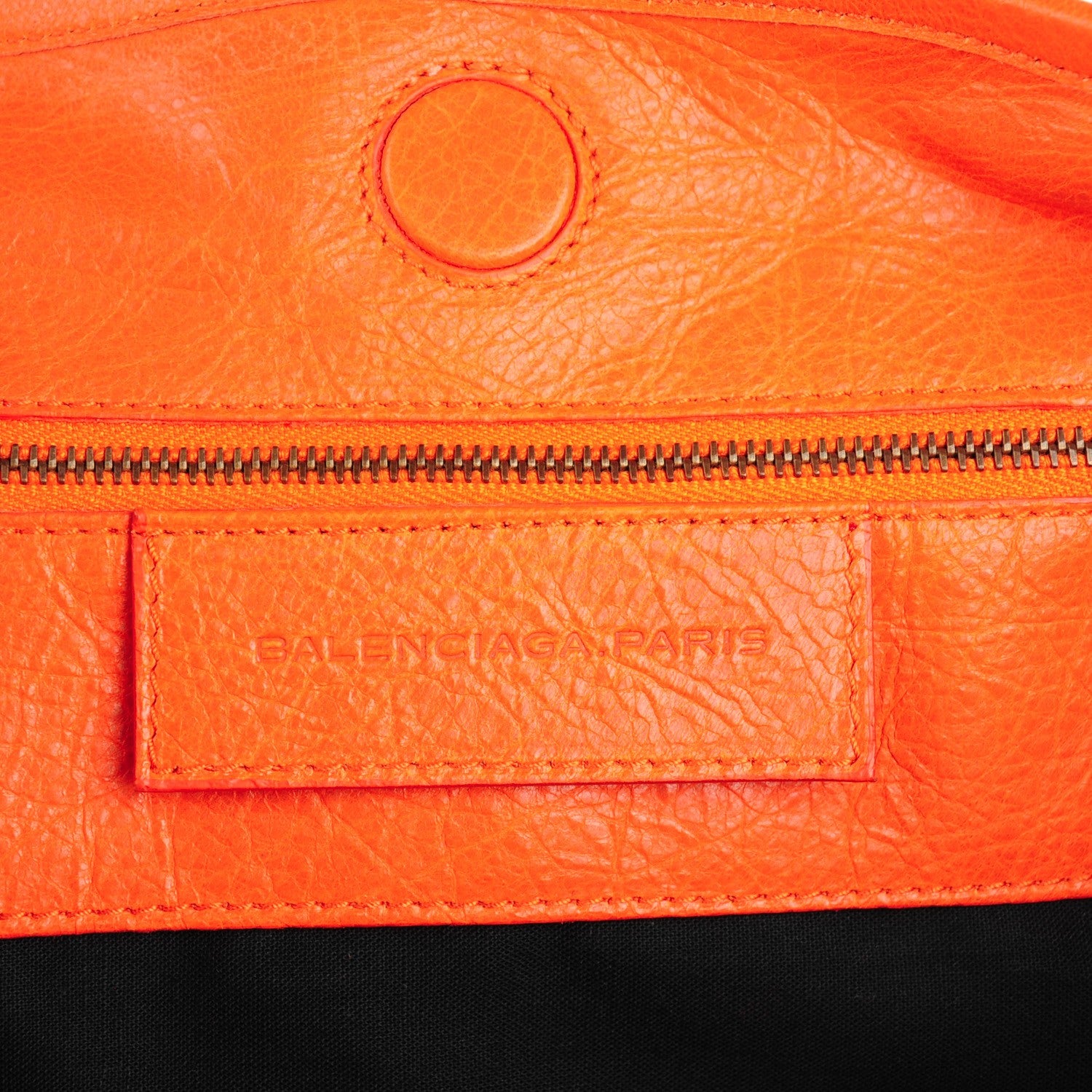 Balenciaga Agneau Classic Hardware S Sunday Tote Tangerine 10 of 10