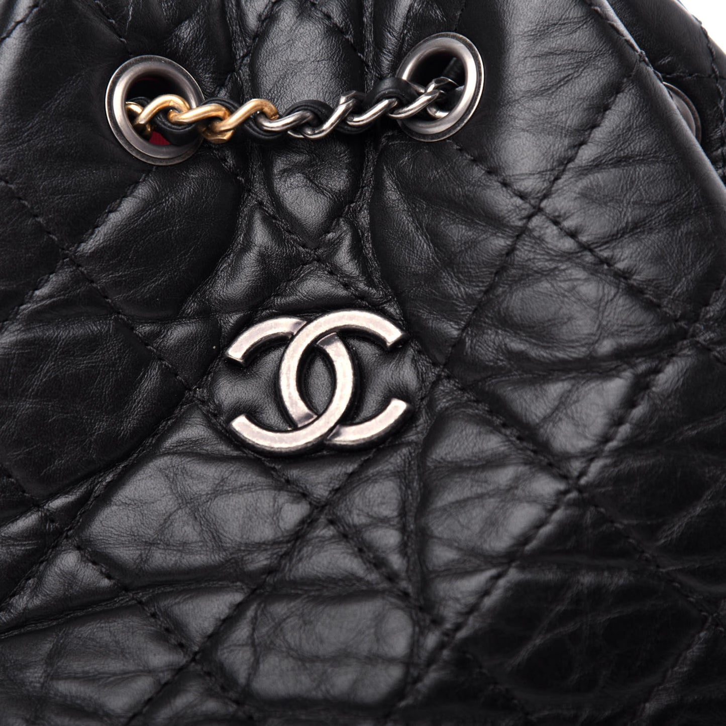 Aged Calfskin Quilted Small Gabrielle Backpack Black