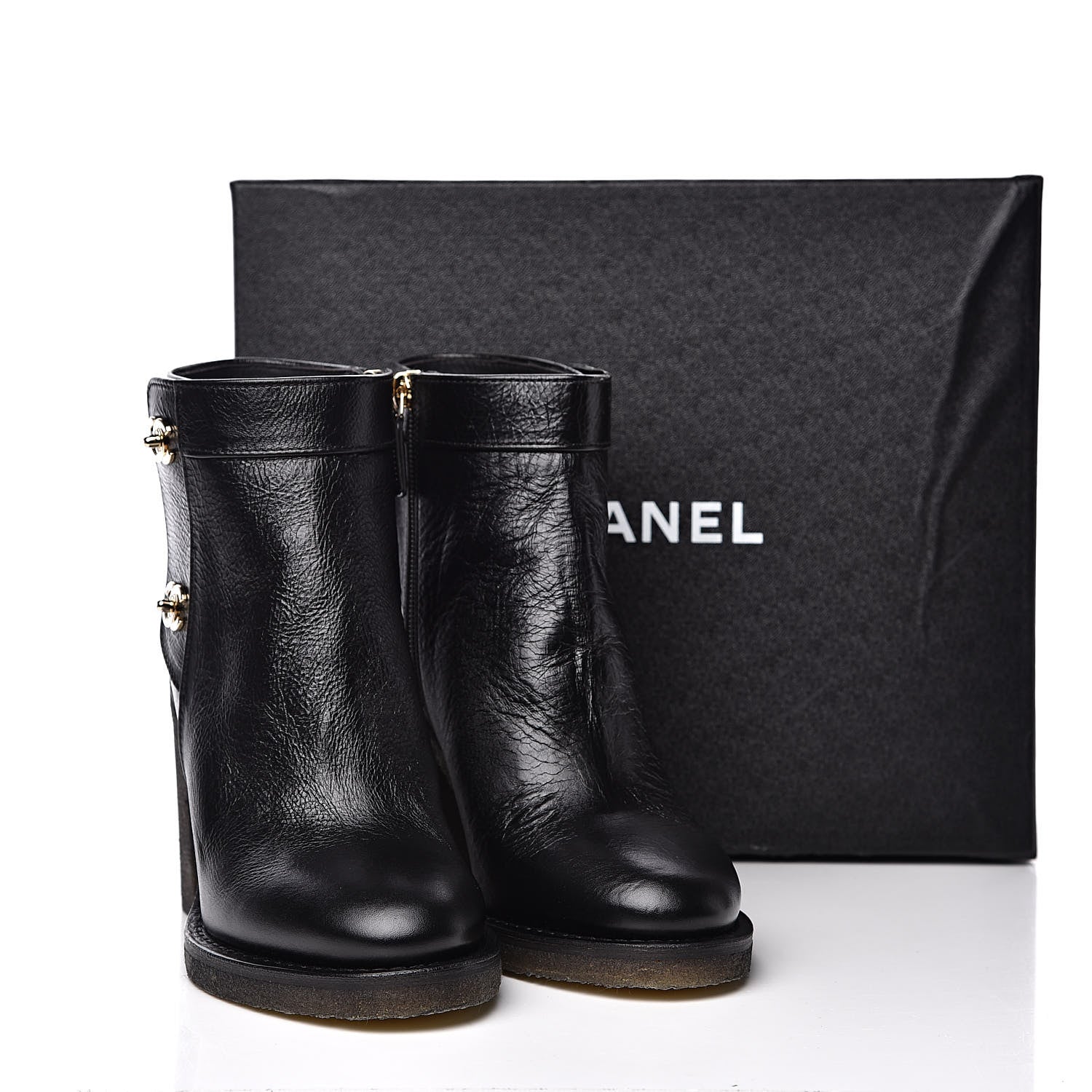 Chanel Goatskin CC Turnlock Ankle Boots Black 9 of 9